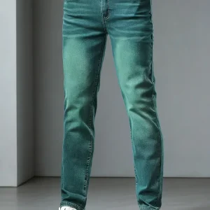 Spring Autumn New Men's Jeans Stretch Simple Denim Trousers Slim Fashion Green Male Vintage Pants Male Streetwear