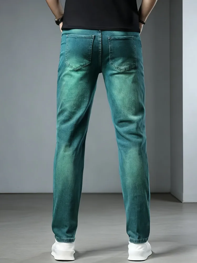 Spring Autumn New Men's Jeans Stretch Simple Denim Trousers Slim Fashion Green Male Vintage Pants Male Streetwear - Image 3