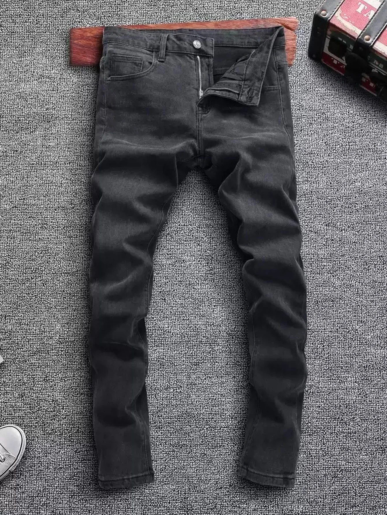 Retro Jeans Men's Black Slim Denim Harajuku Drip Original No accessories or belts included